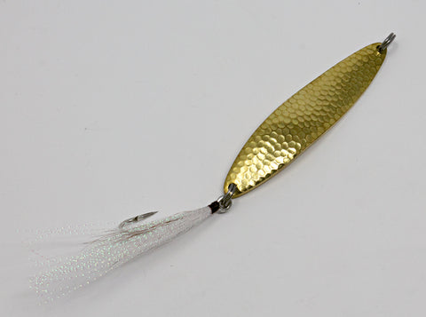 2oz Casting Spoon Jig Lure Hammered Spoons with a Treble Hook - Silver